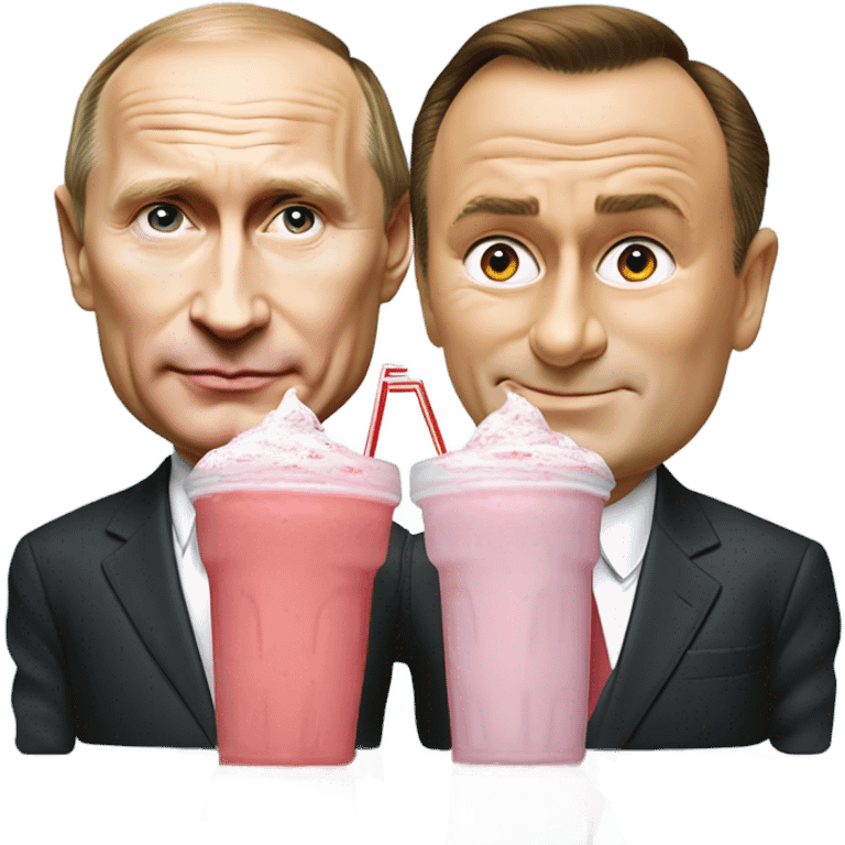 Vladimir Putin and Gerhard Schröder drinking a milkshake with two straws emoji