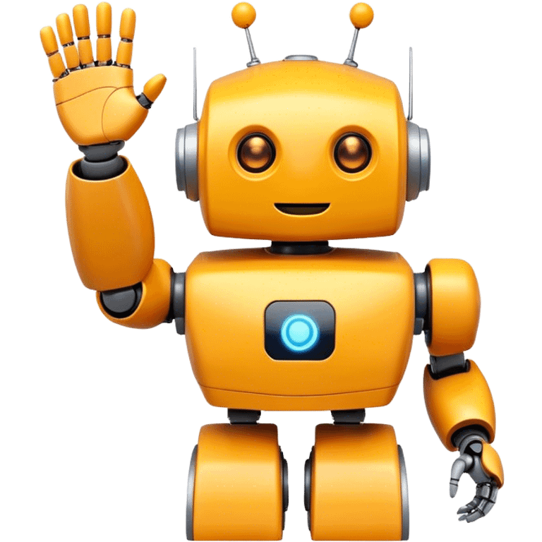 Friendly yellow-orange robot waving, face emoji