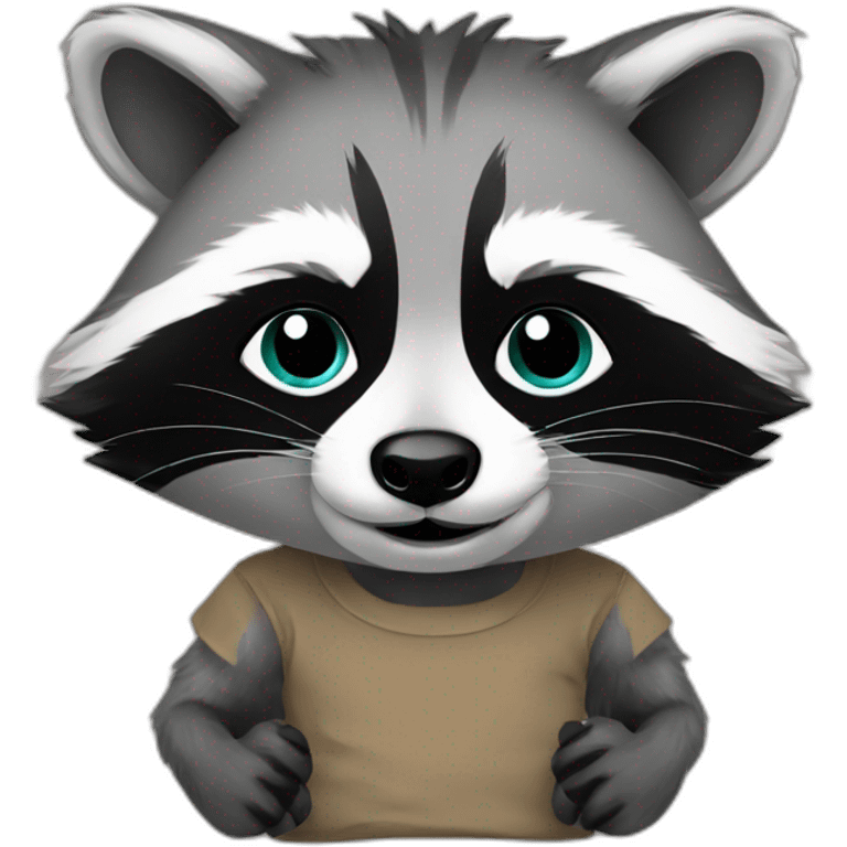 raccoon with a t-shirt emoji