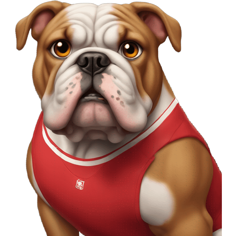 Muscular Bulldog In red Basketball Jersey emoji