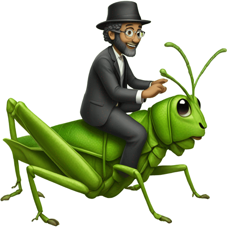 Rabbi riding a grasshopper emoji