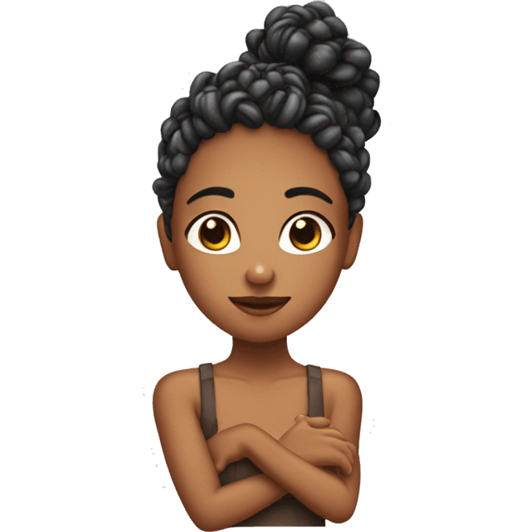 Bronskin girl with curly braids making hand heat  emoji