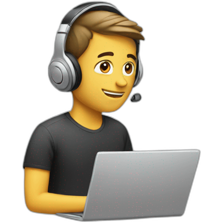 man with laptop and headphones emoji