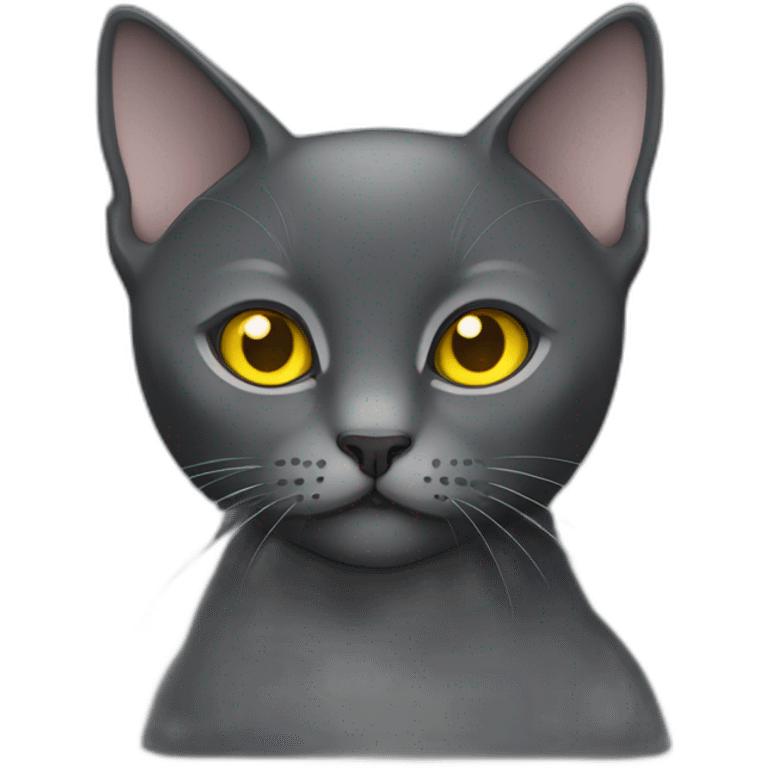 british dark gray short hair cat with gun and yellow eyes emoji