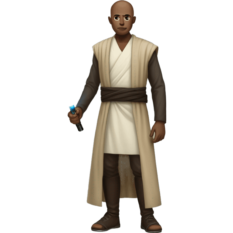 bald medium dark skin jedi full body with a ligtsabre  emoji