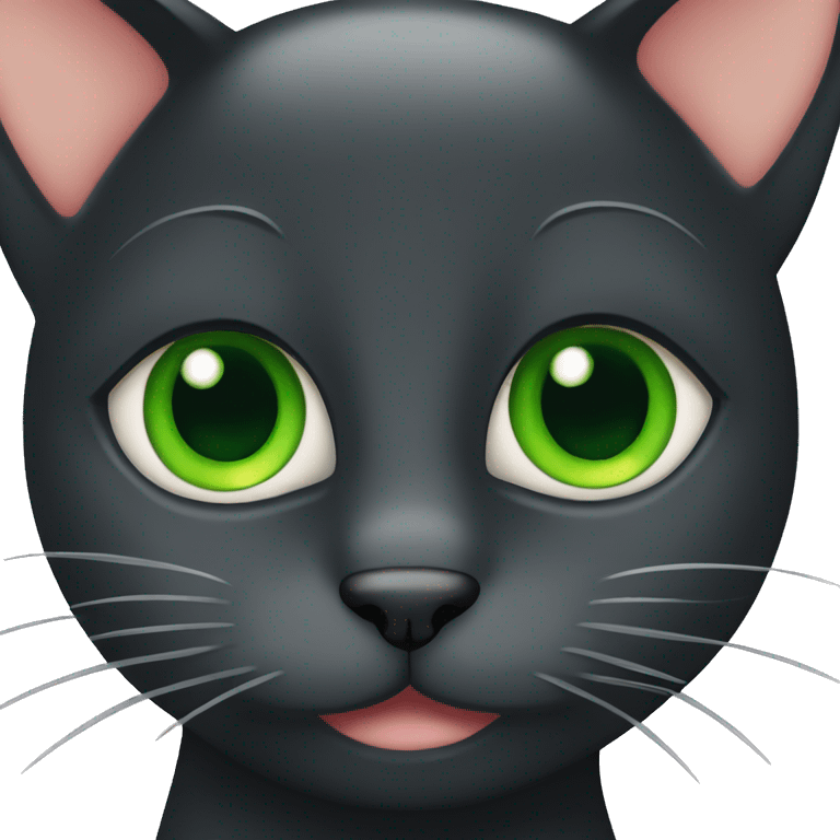 Black cat with big cheeks and green eyes  emoji