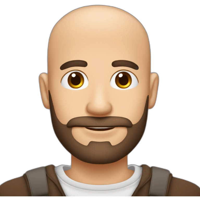 homem bald com barba com um copo café emoji