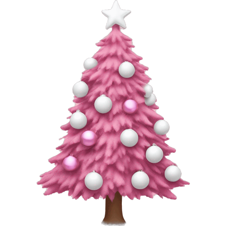 Pink Christmas tree with white ornaments  emoji