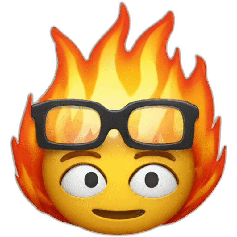 Fire head with glasses emoji