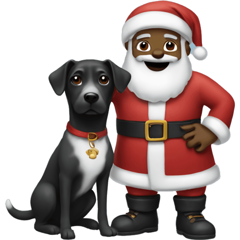 Black Santa and a dog emoji