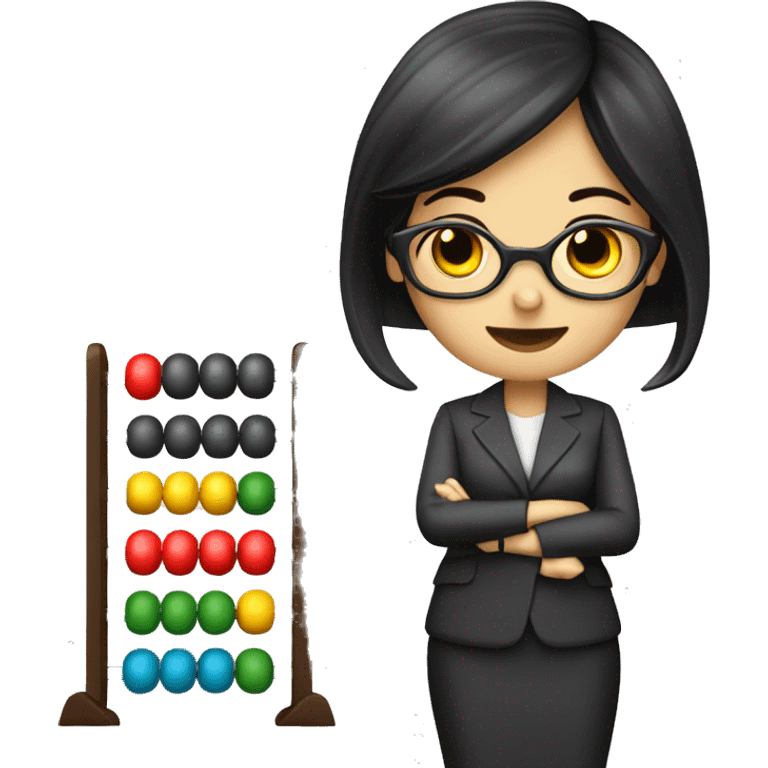 Dark haired lady accountant with abacus emoji