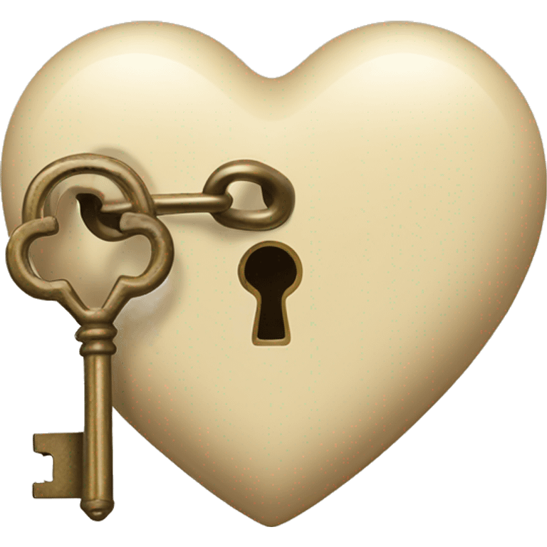 vintage beige heart-shaped lock and key emoji