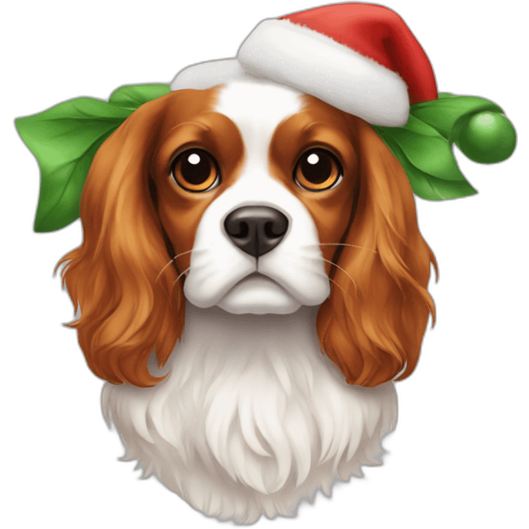 cavalier-king-charles with a christmas hat emoji