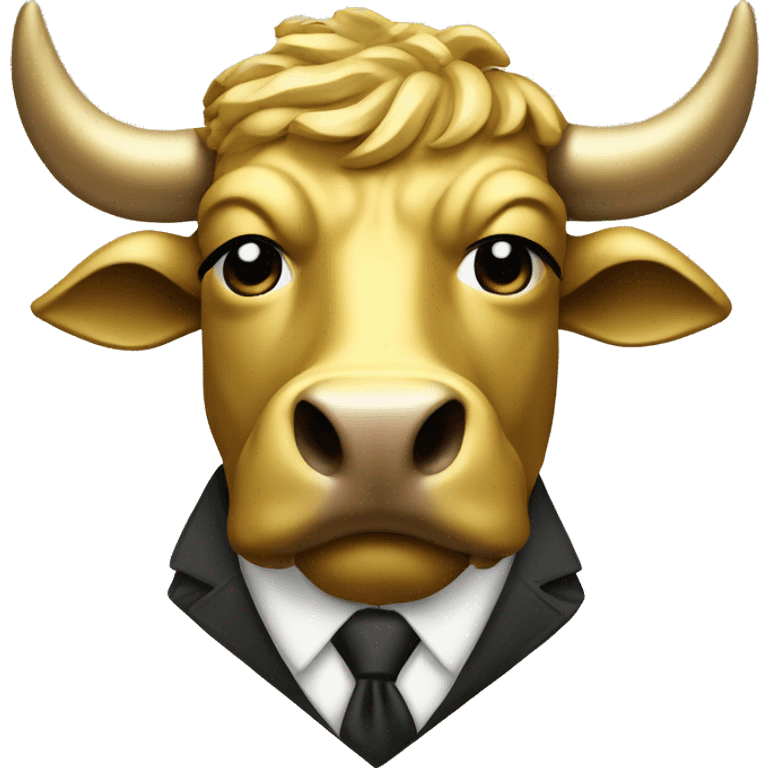 golden wall street bull portrait mascot  emoji