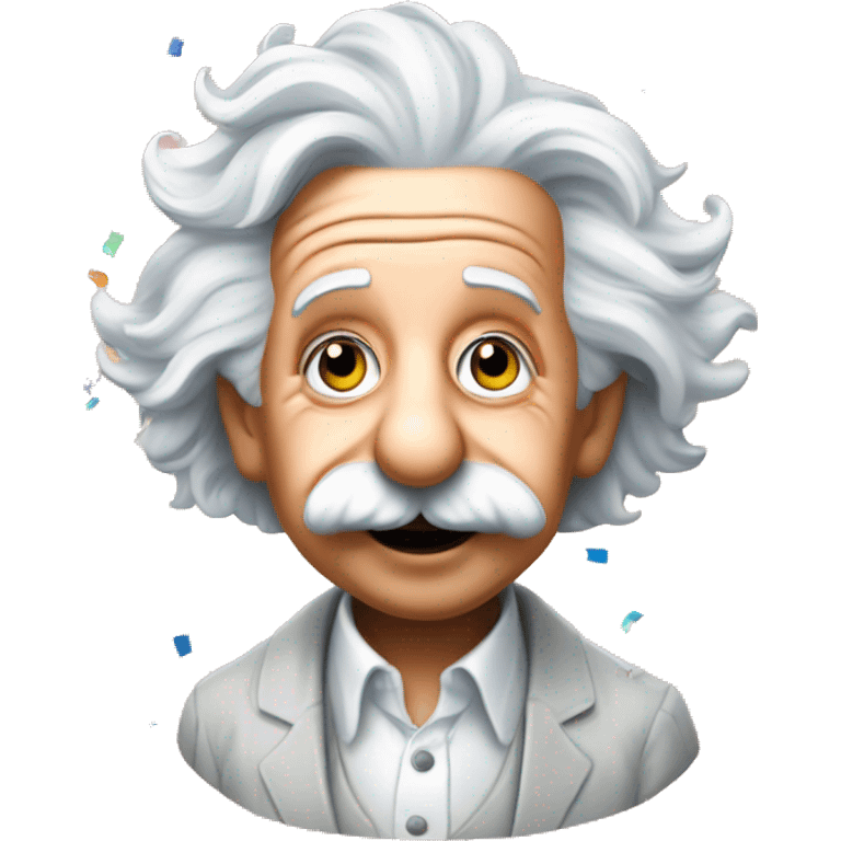 Cute Albert Einstein confetti popper and balloons  emoji