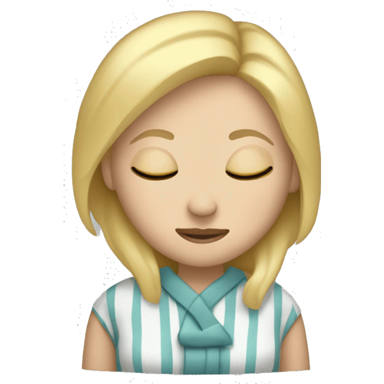 blonde white woman in pjs with eyes closed (full body) emoji