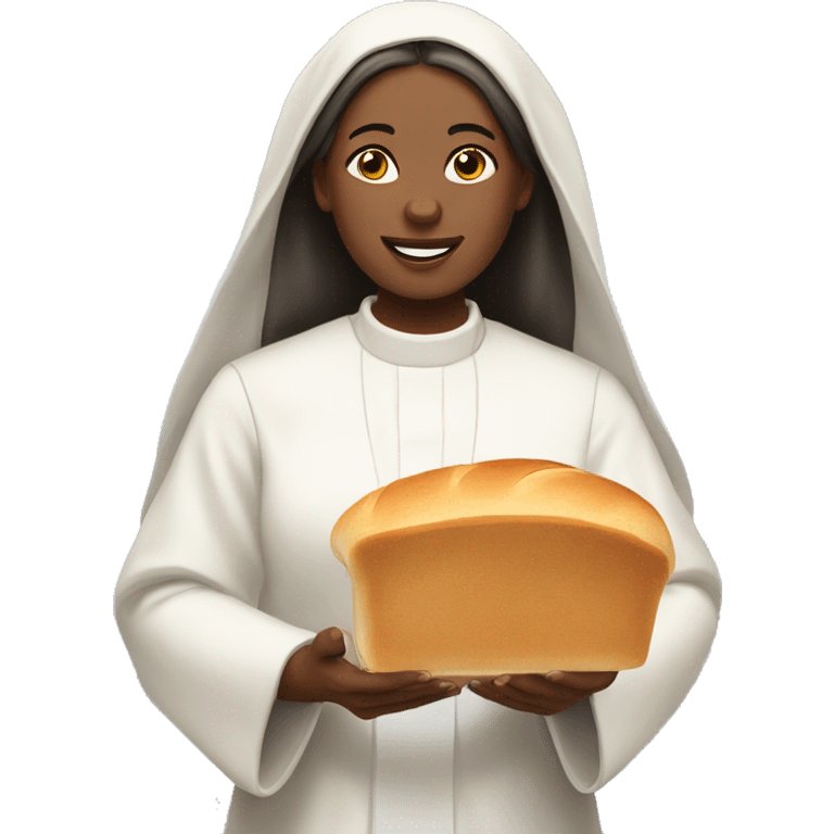 Female Priest elevating the bread at the Eucharist emoji