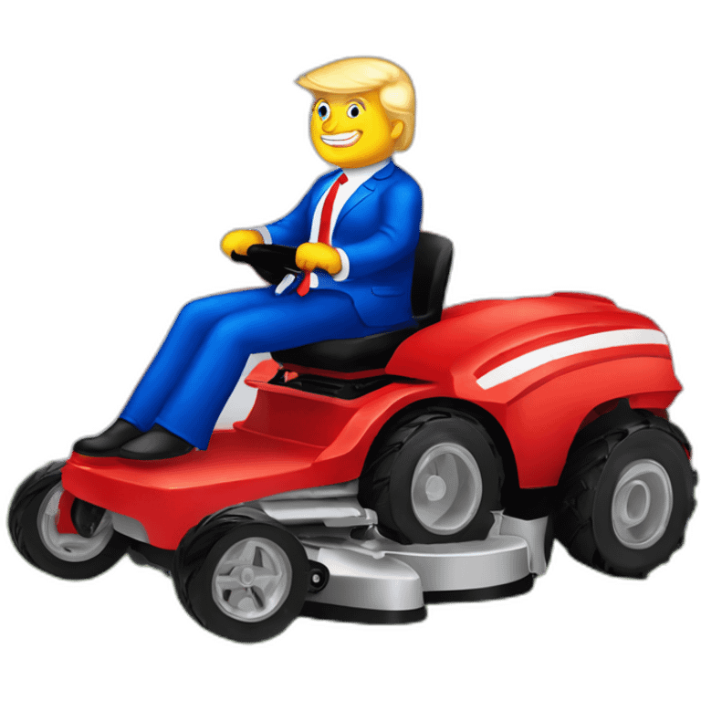 president Trump riding red white and blue colored lawnmower emoji