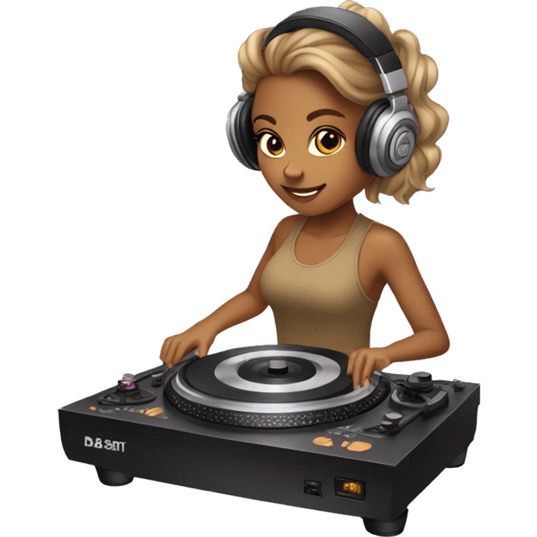 tan girl dj on turntables emoji