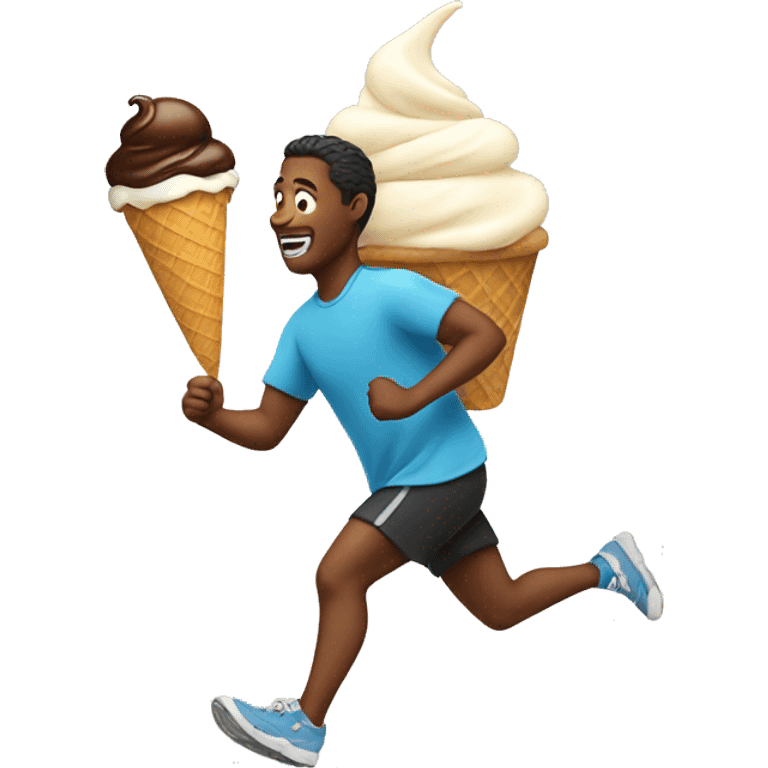 Person running with an ice cream emoji