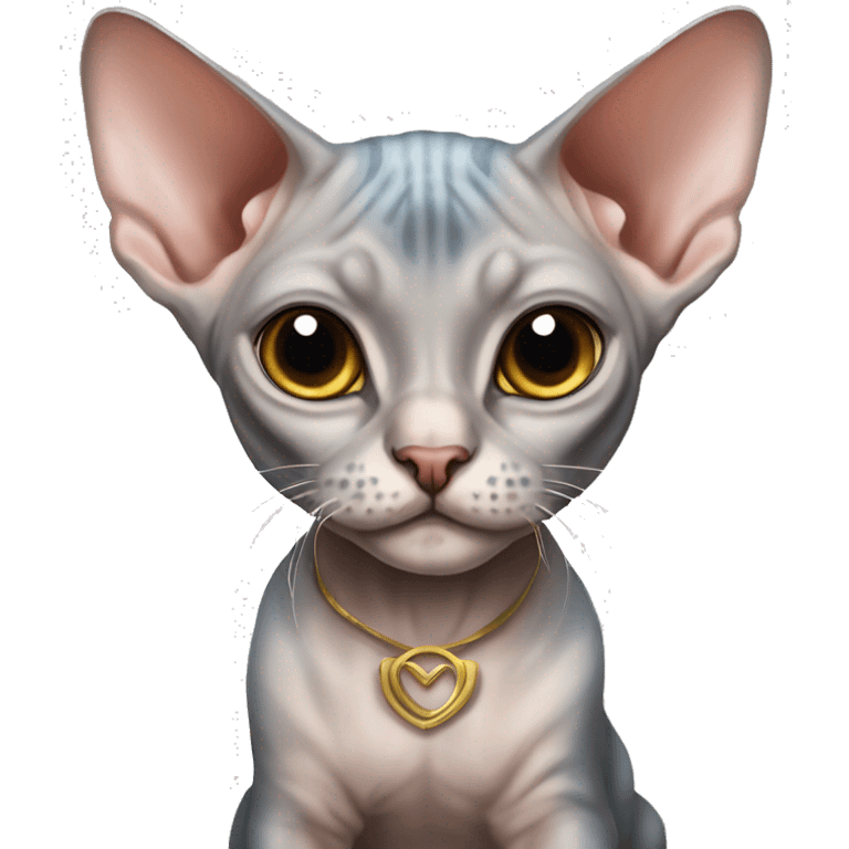 sphynx marble kitten with a bow emoji