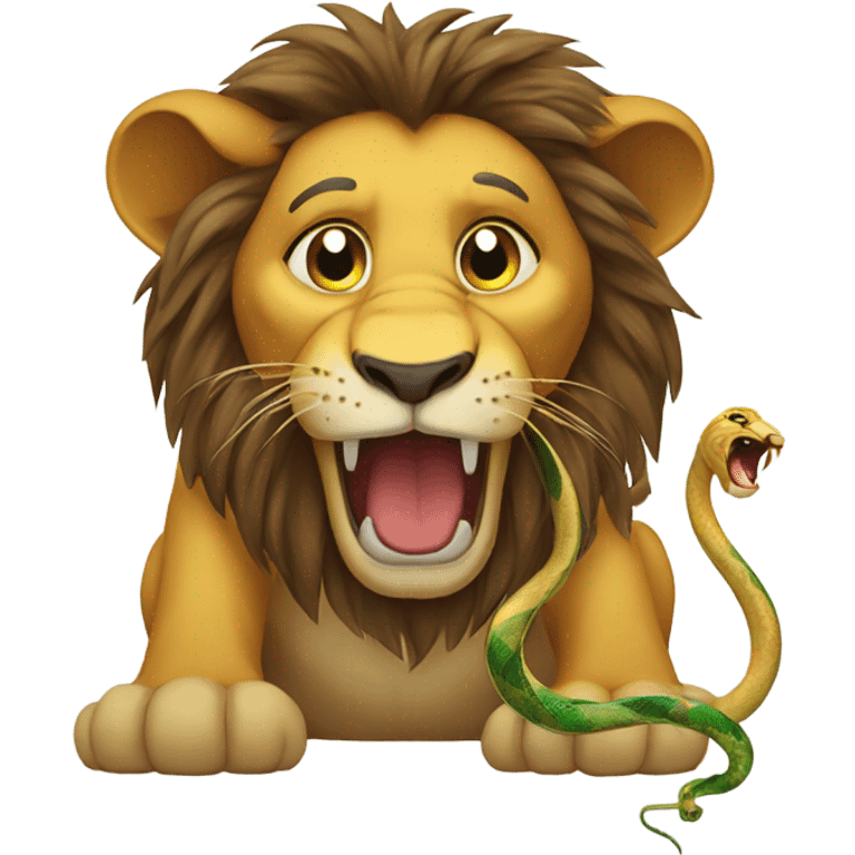 Lion with a snake tail crying emoji