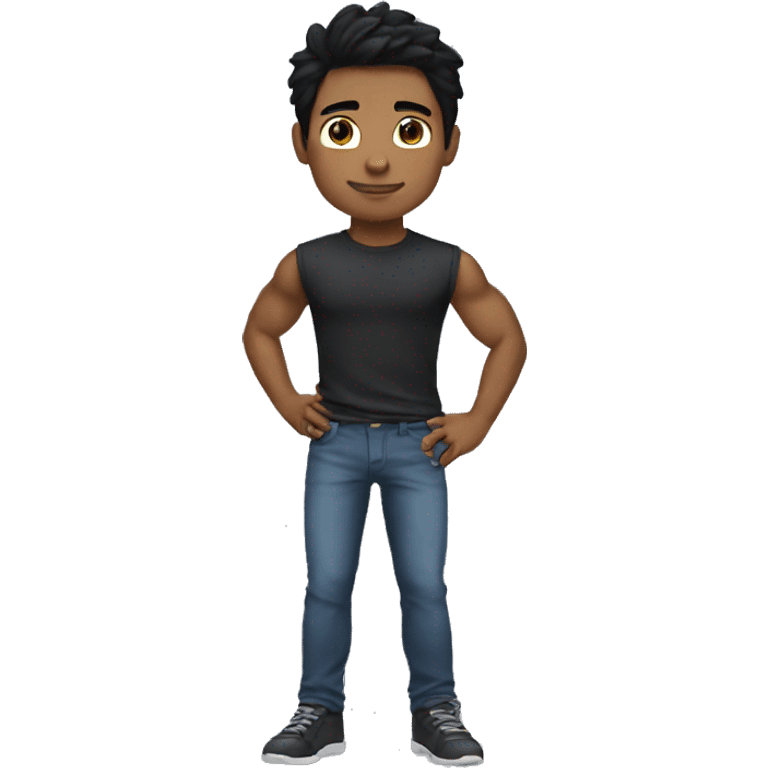 sholder muscle black hair boy  emoji