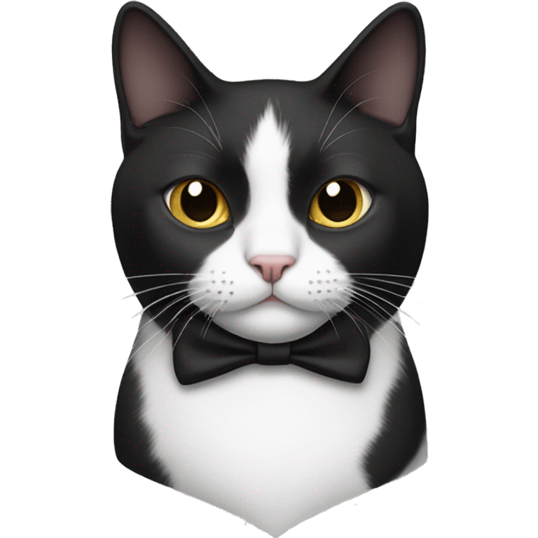 Tuxedo cat with a half white half black mustache emoji