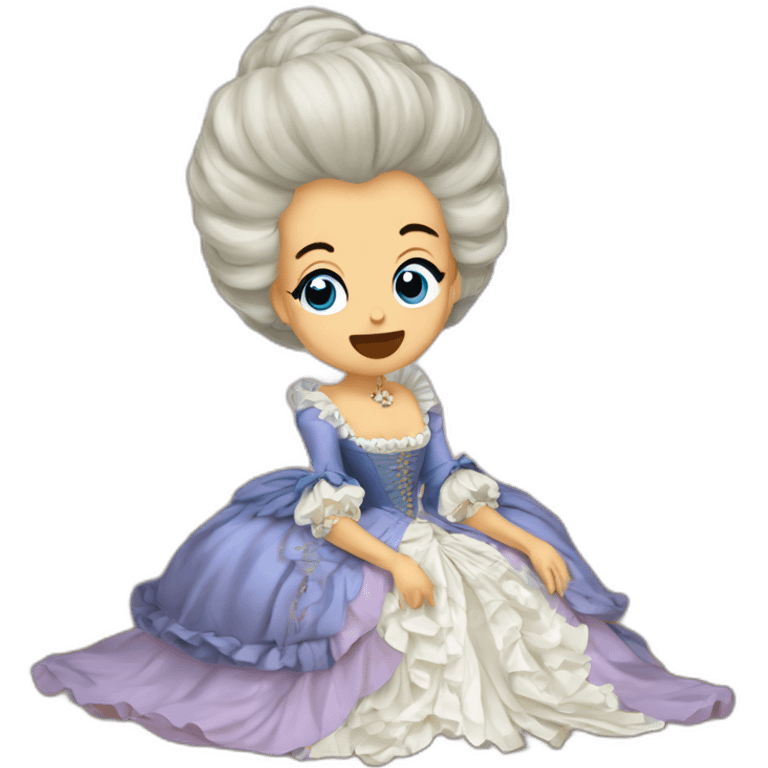 Marie Antoinette sitting on the floor scared emoji