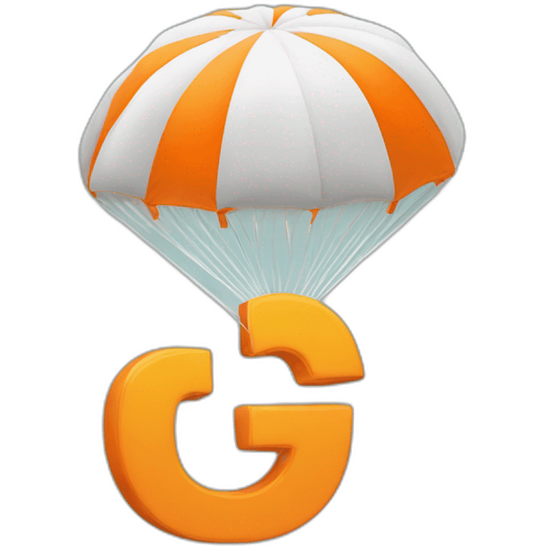 parachute and  orange letter Q emoji