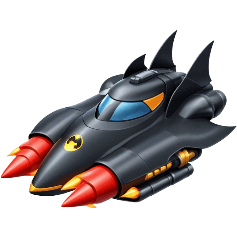 batmobile riding a rocket ship boom! emoji