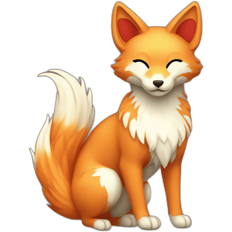 kitsune with flowershaped 9 tails at back emoji