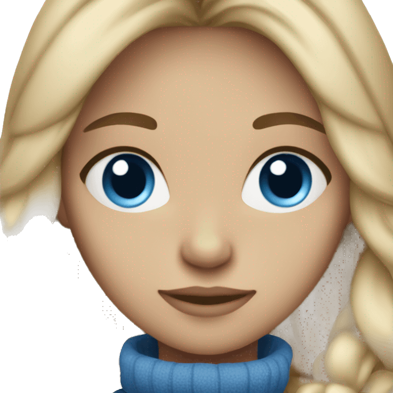 Cozy Girl Witz dark blond hair and blue eyes emoji