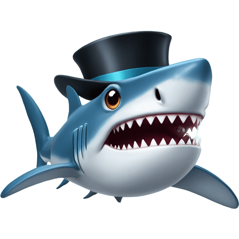 Shark with a top hat emoji