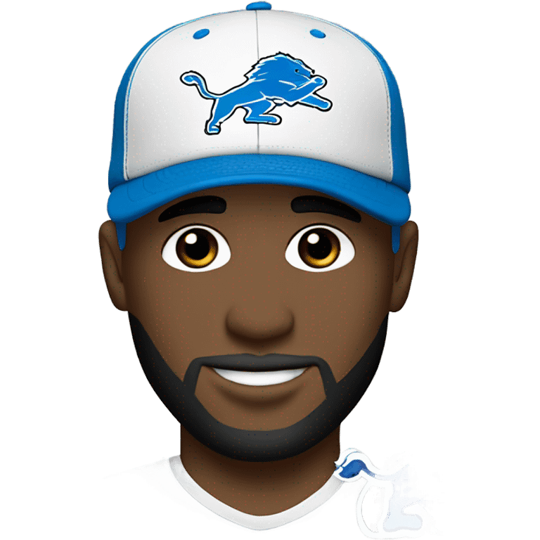 Detroit Lions hat, white male￼ with tattoos emoji