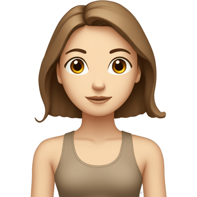 White Girl with brown hair doing yoga in beige tones  emoji