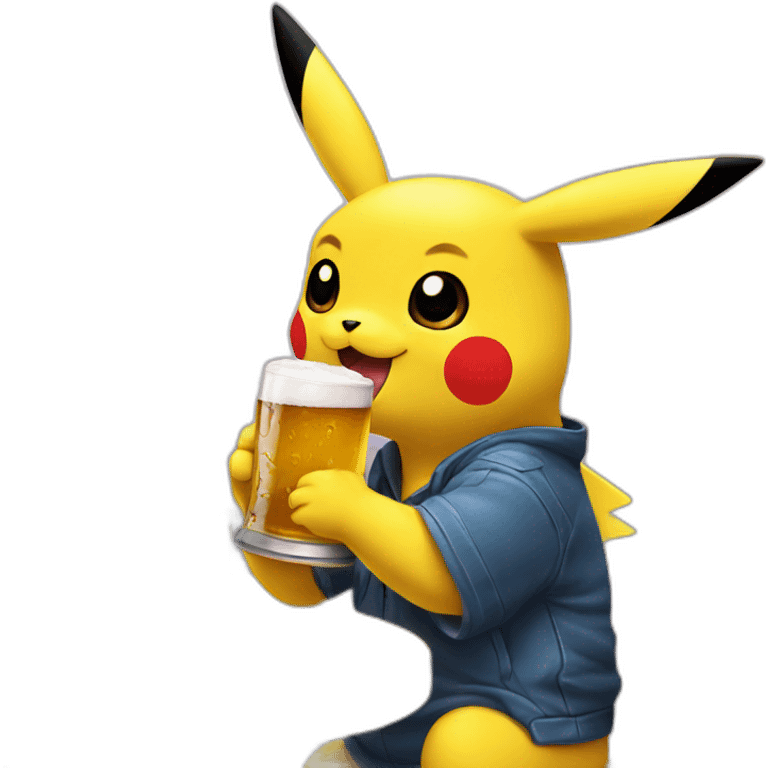 Pikachu drinking beer emoji