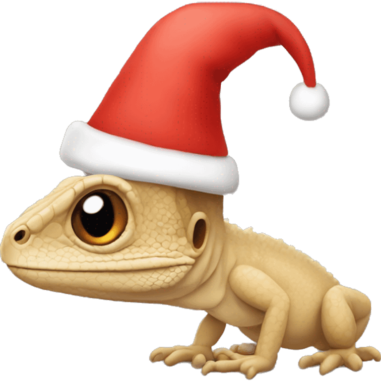 beige lizard wearing christmas hat emoji