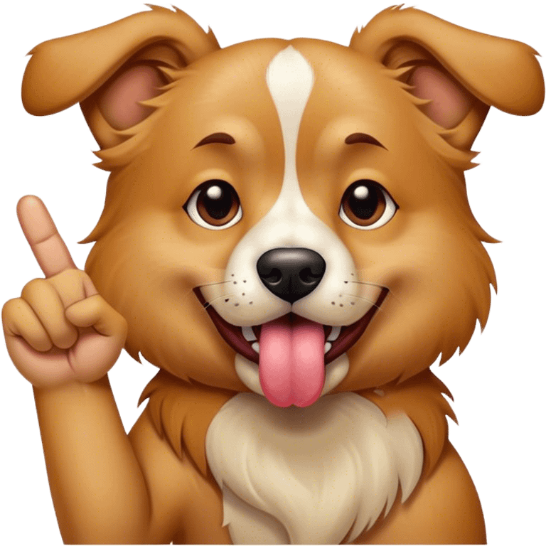 Dog with tongue out sticking the middle finger emoji