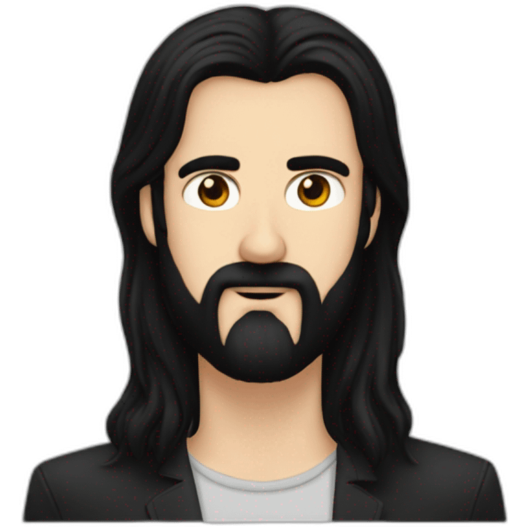 Young Krist Novoselic with long black hair and a black beard emoji