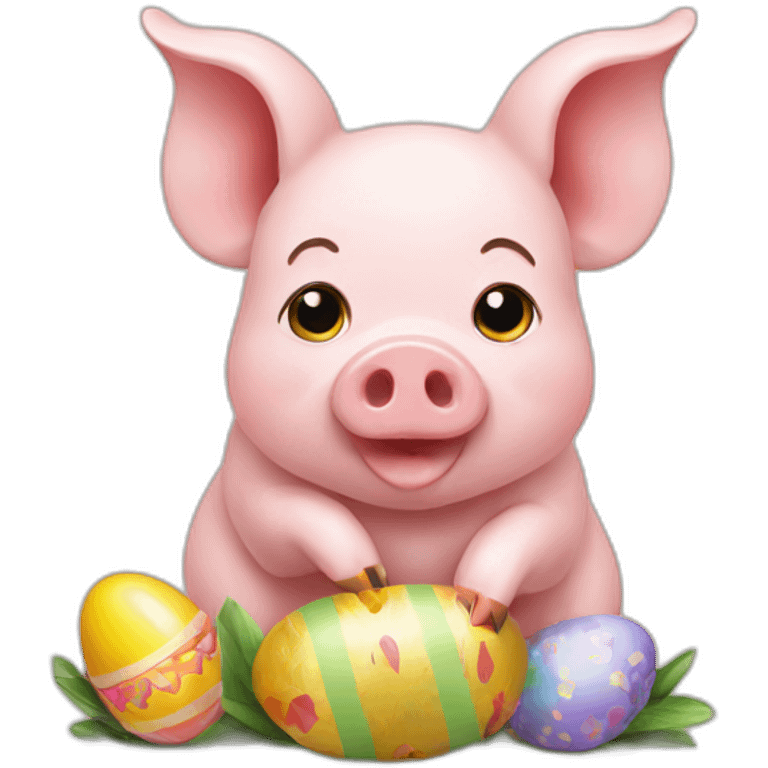 pig with easter decoration emoji