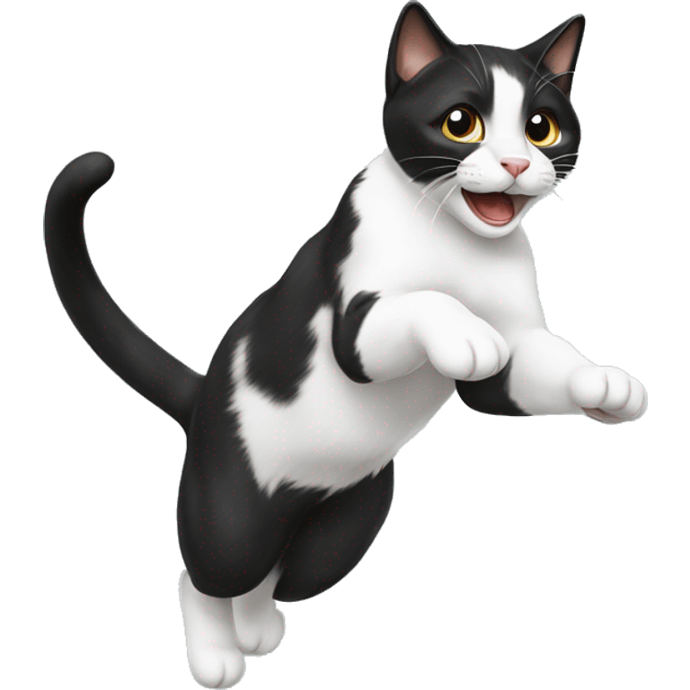 Black and white cat jumping emoji