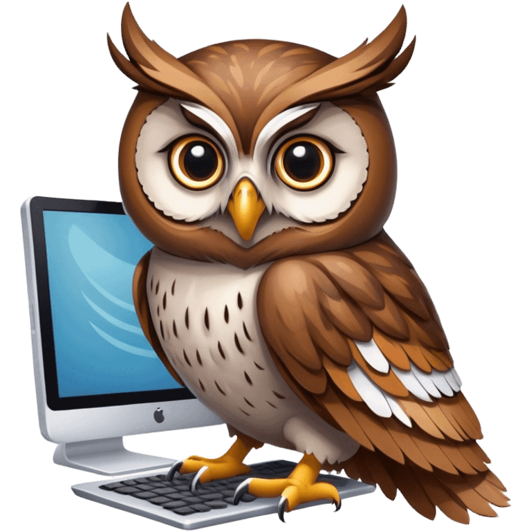 Owl sitting at computer  emoji