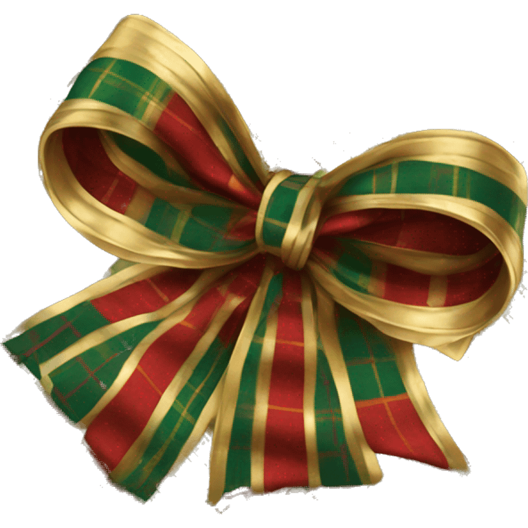 Gold red and green plaid bow emoji