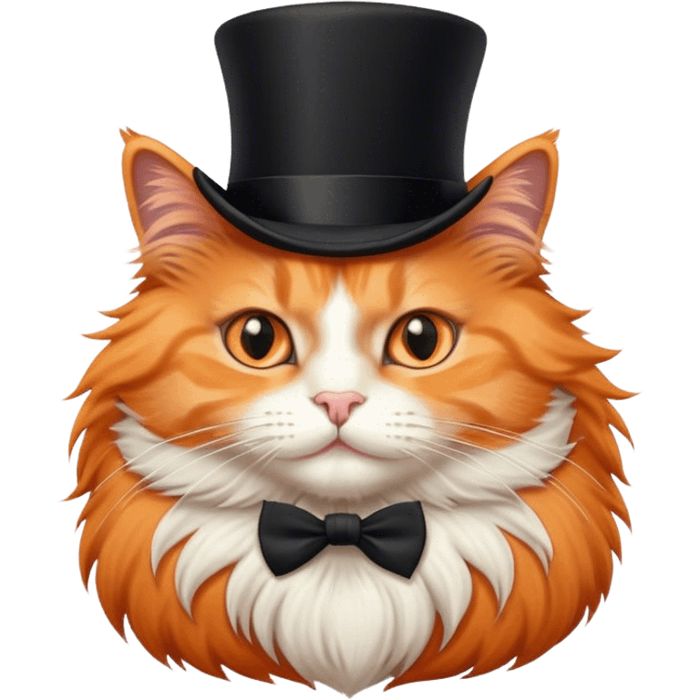 fluffy elegant orange cat with top hat black emoji