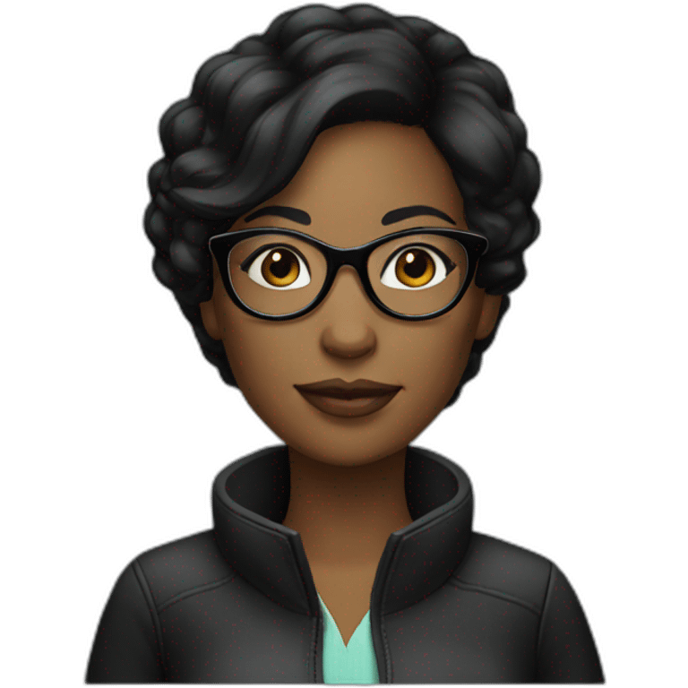 black hair woman designer with glasses emoji