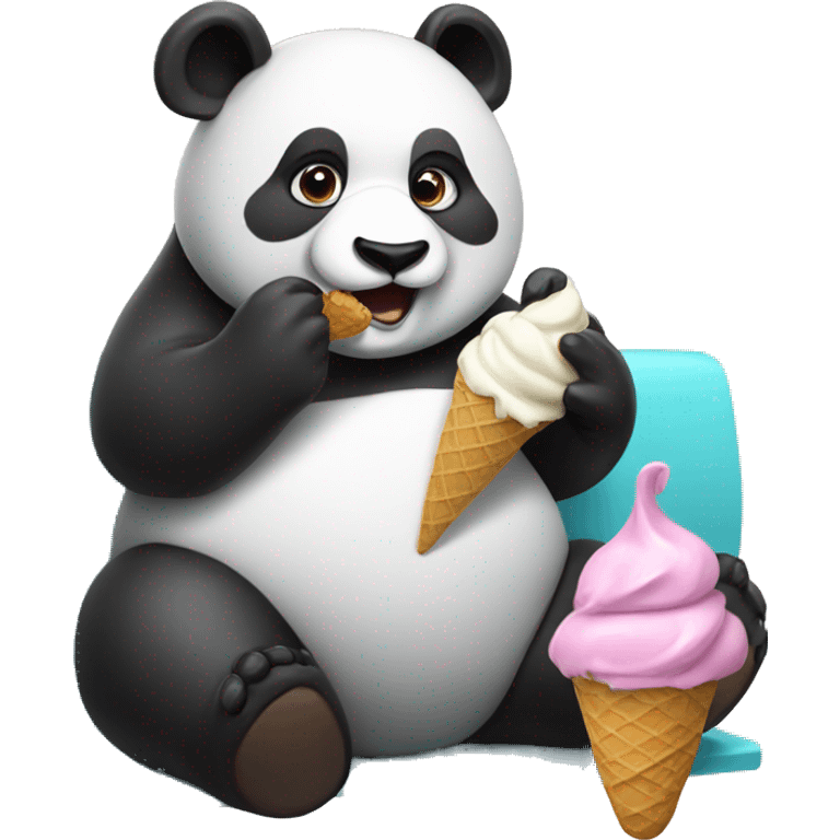 Panda eating ice cream emoji