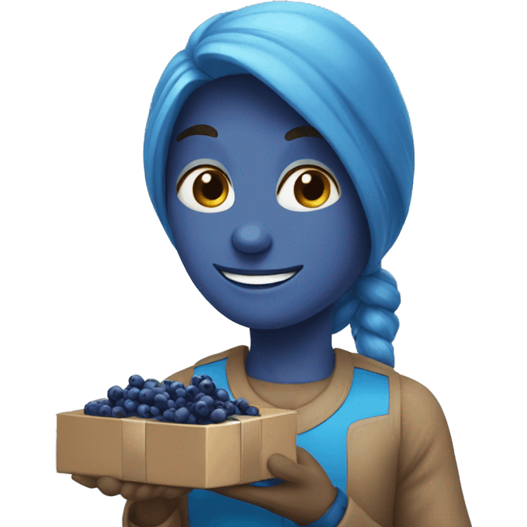 person is sharing blue berries as gift to somebody emoji