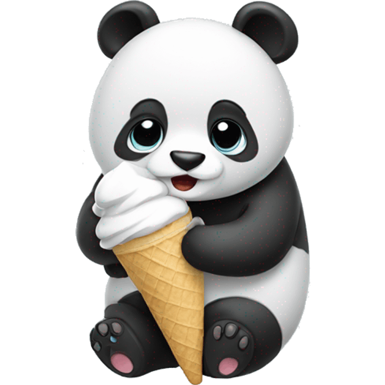 Panda eating ice cream emoji