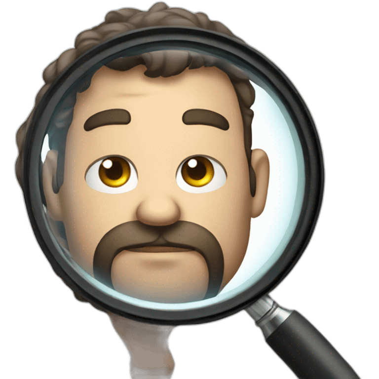 a big size man looking through magnifying glass emoji